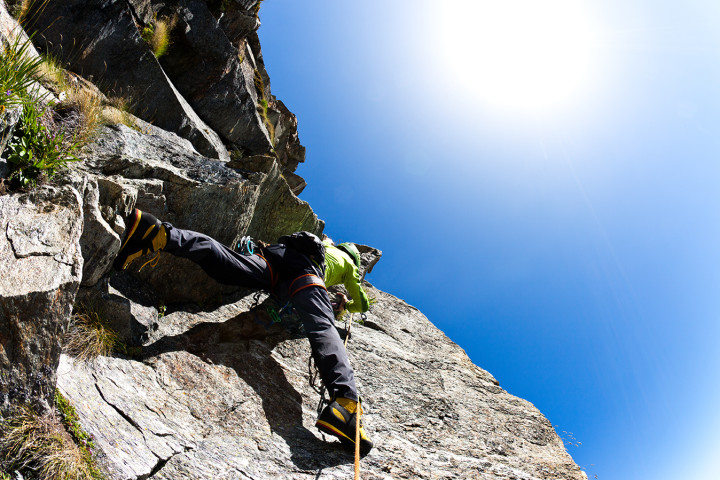 Climber on rock face